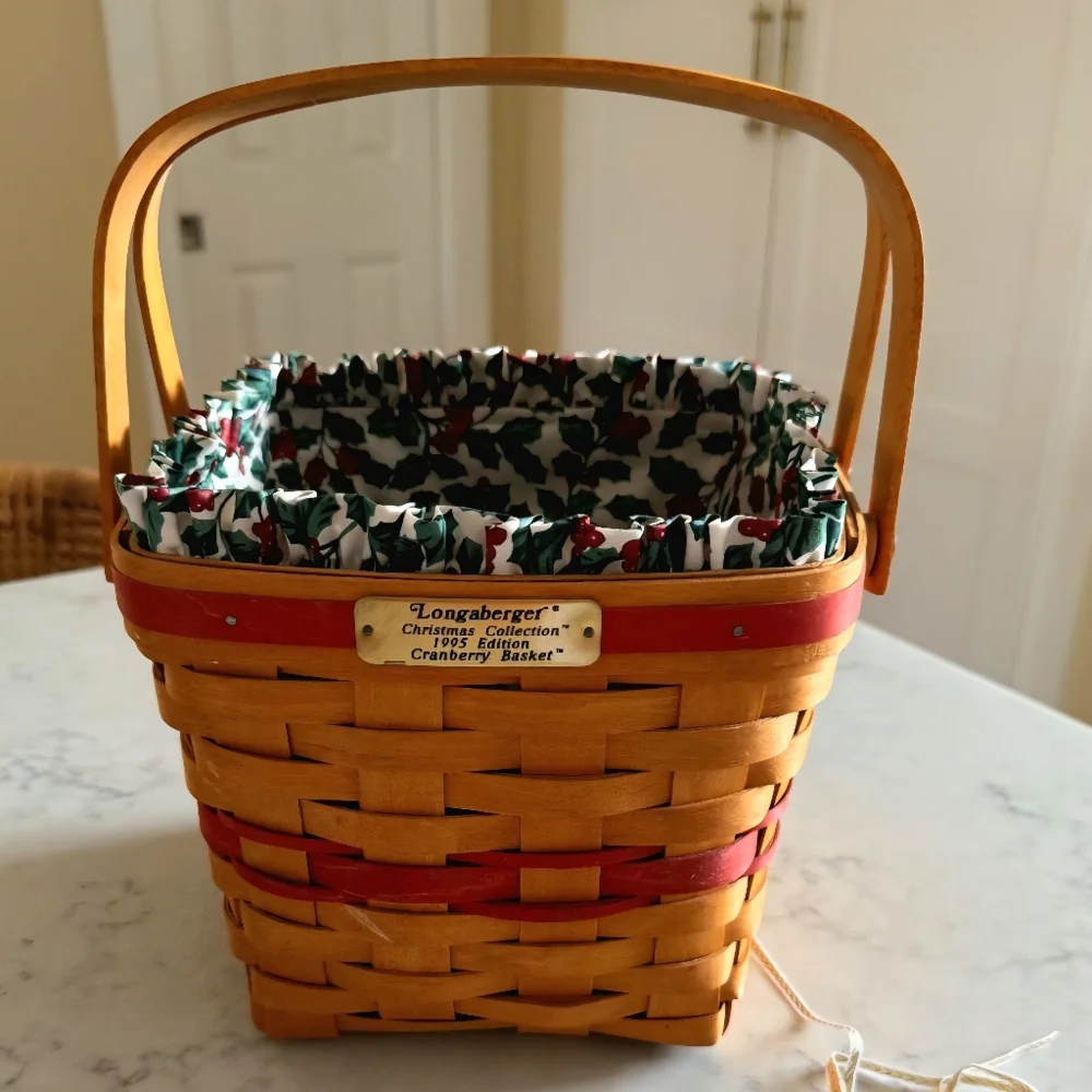 NWOT Longaberger Imperial Stripe Cranberry Basket Liner 7
